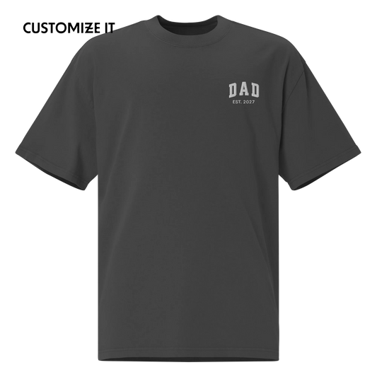 CUSTOM YEAR Dad Father Embroidered Oversized Faded T-Shirt
