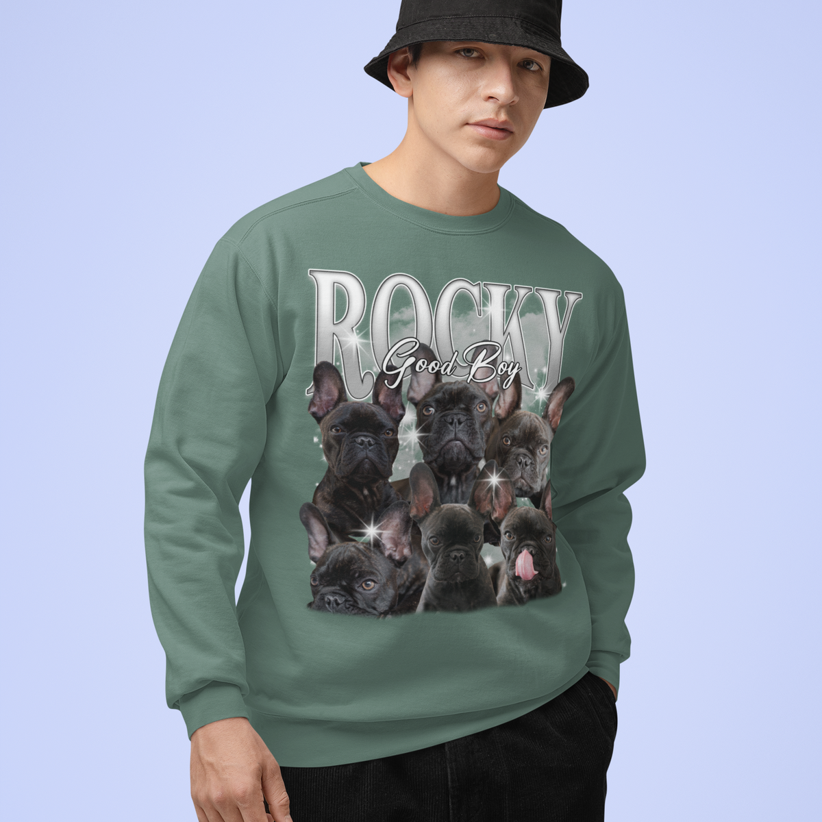 CUSTOM Create Your Own Custom Pet Bootleg Vintage Wash Crewneck Sweatshirt