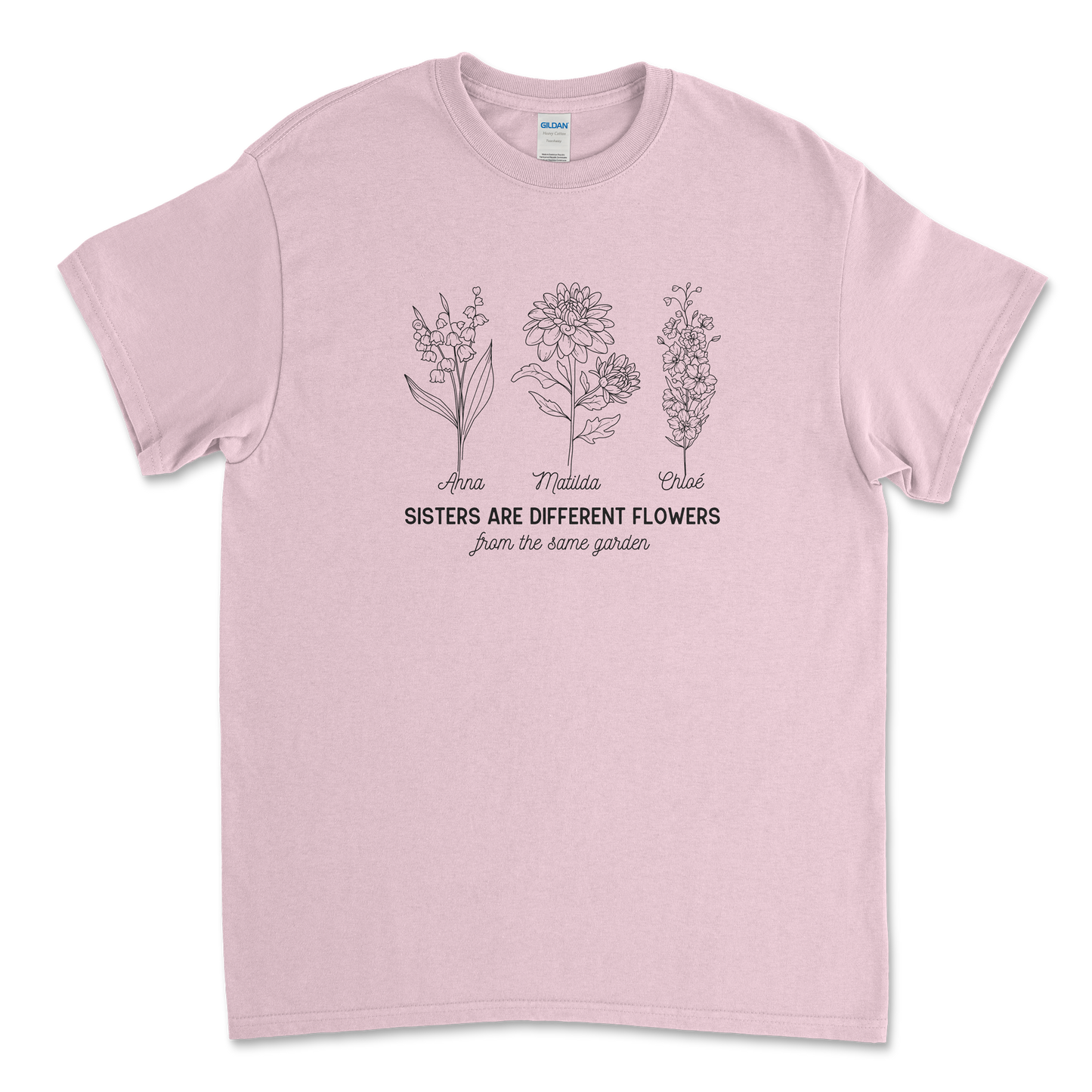 Custom Sister Birth Month Flower T-Shirt