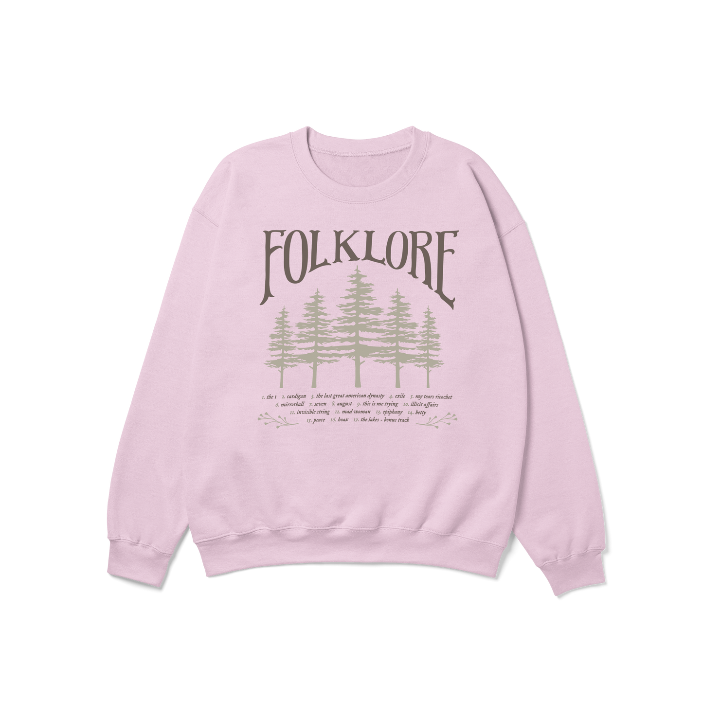 folklore Album Tracklist Crewneck Sweatshirt