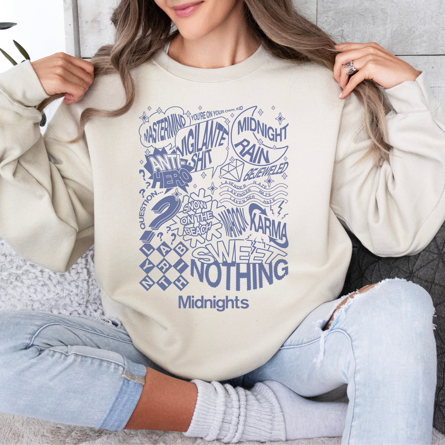 Midnights Album Lyrics Taylor Crewneck Sweatshirt