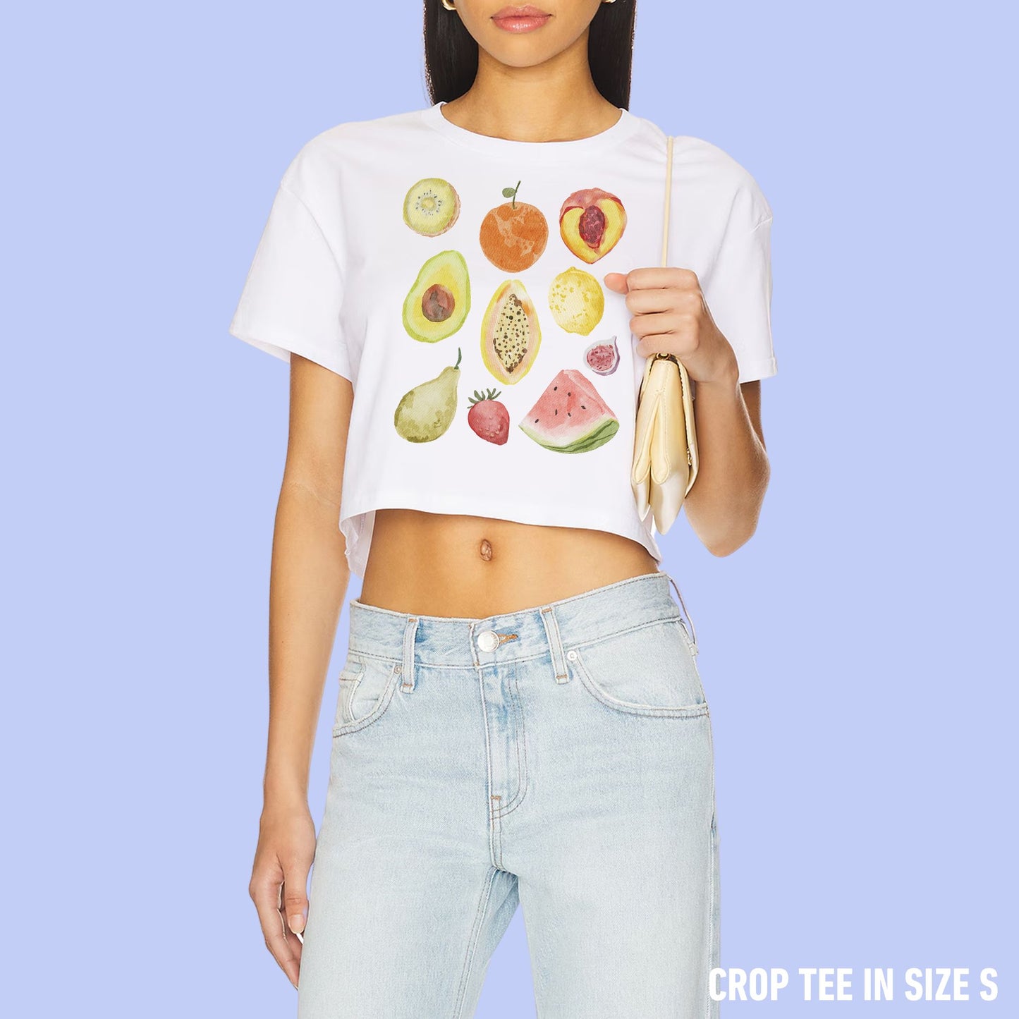 Eat Your Fruits Watercolor Crop Tee