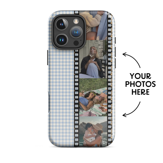 CUSTOM PHOTO Cottagecore Blue Gingham Aesthetic iPhone Case