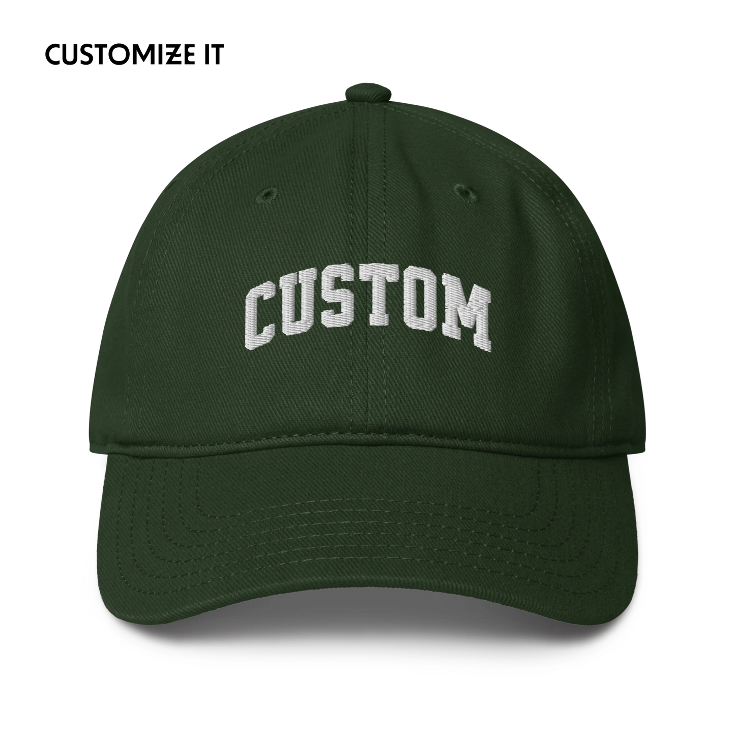 CUSTOM Your Text Varsity Font Embroidered Baseball Cap