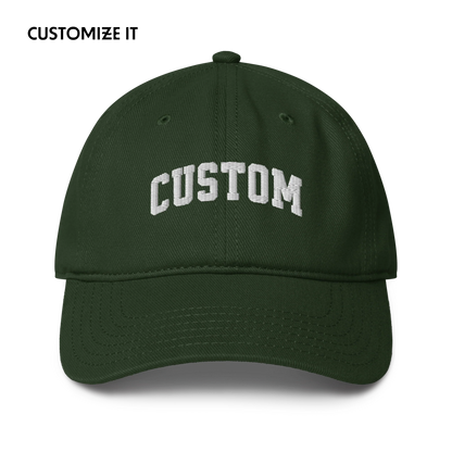 CUSTOM Your Text Varsity Font Embroidered Baseball Cap