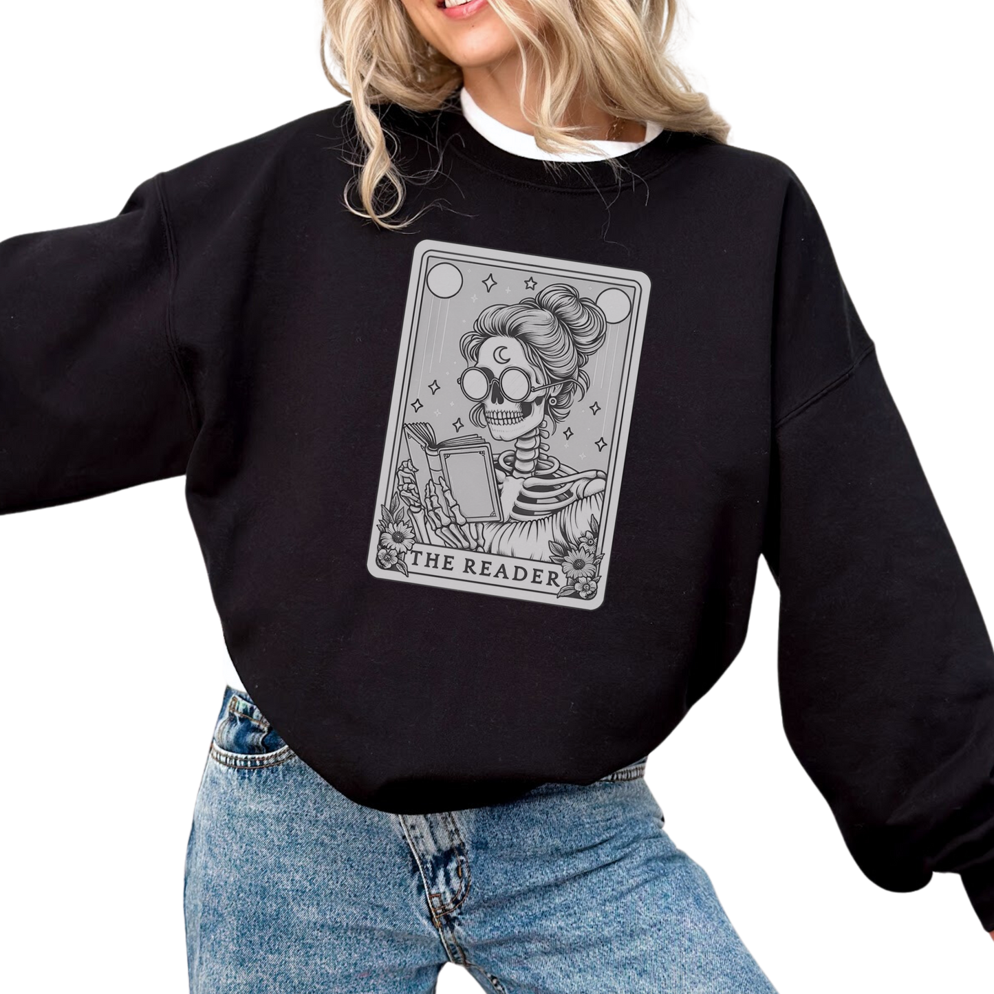 The Reader Funny Tarot Card Crewneck Sweatshirt