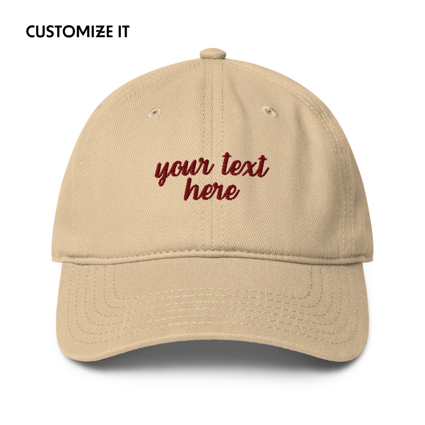 CUSTOM Your Text Cursive Embroidered Baseball Cap