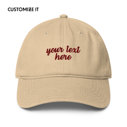 CUSTOM Your Text Cursive Embroidered Baseball Cap