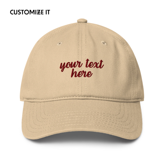 CUSTOM Your Text Cursive Embroidered Baseball Cap