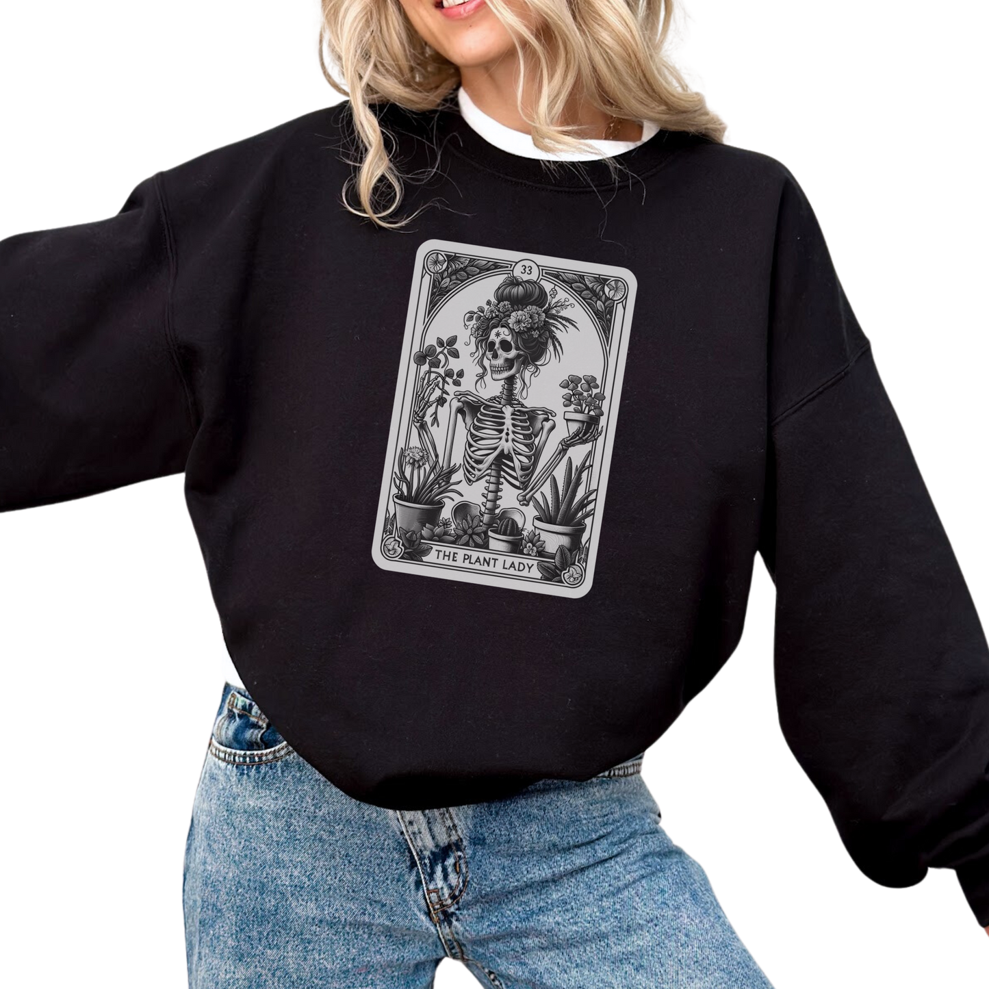 The Plant Lady Funny Tarot Card Crewneck Sweatshirt