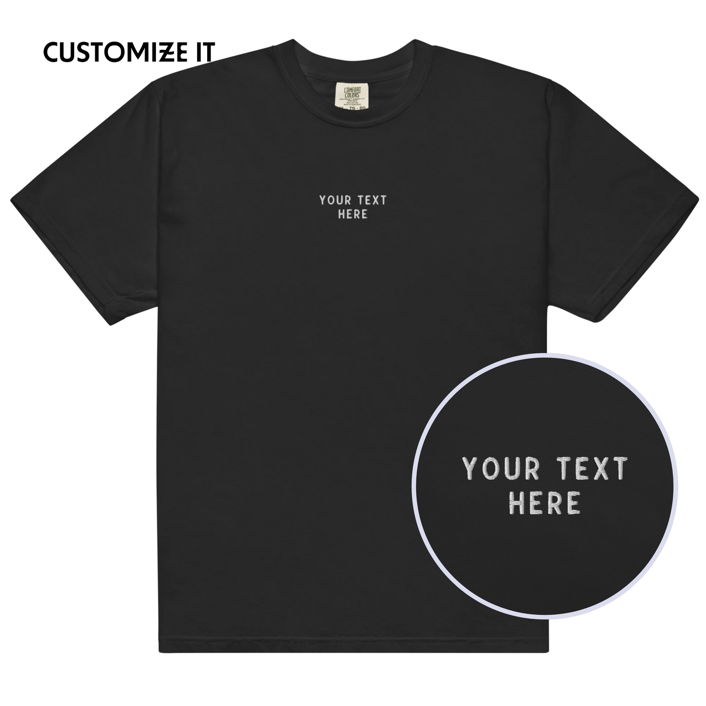 CUSTOM Your Text Embroidered Premium T-Shirt