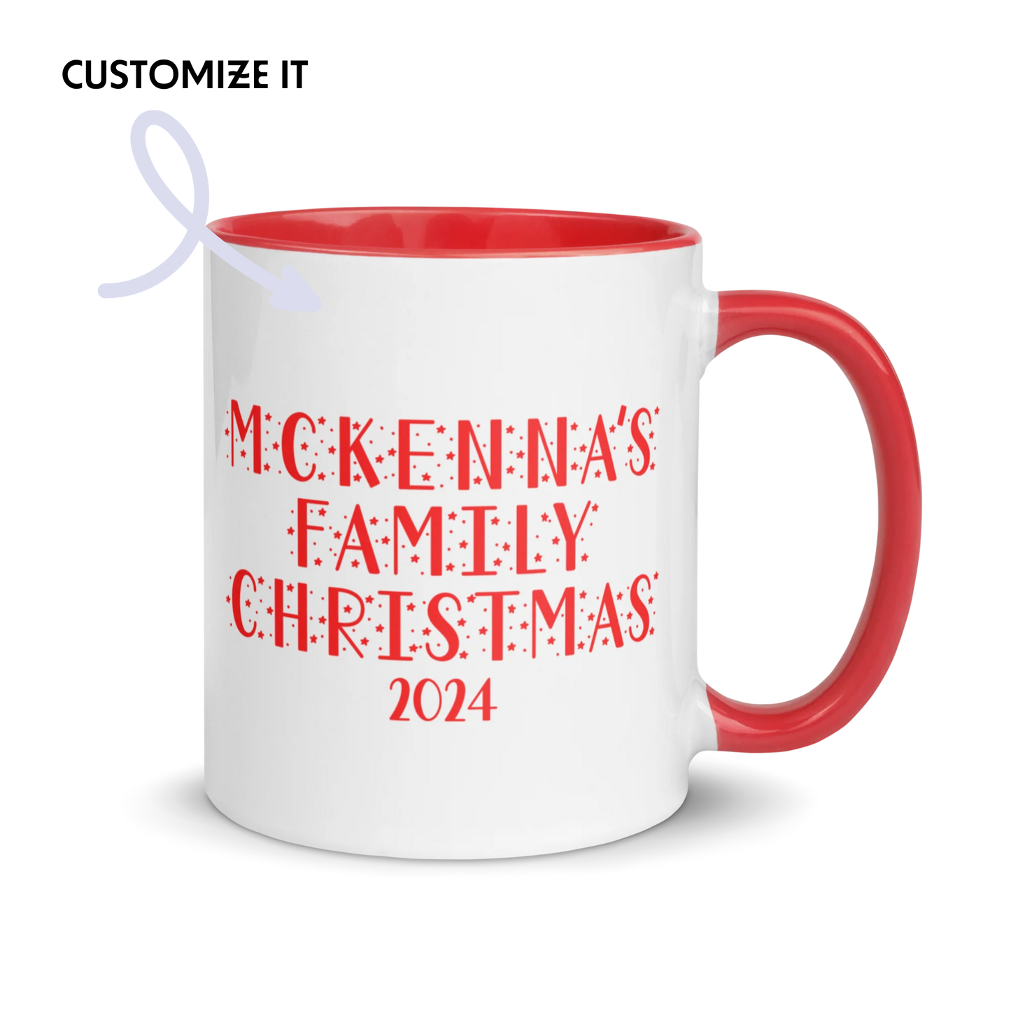 CUSTOM Family Surname Christmas Color Mug