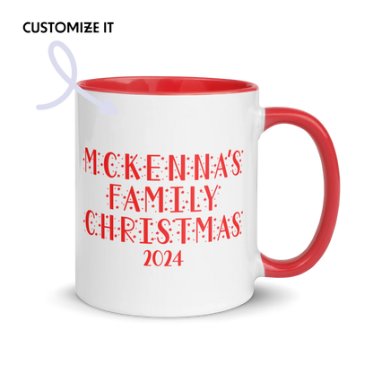 CUSTOM Family Surname Christmas Color Mug