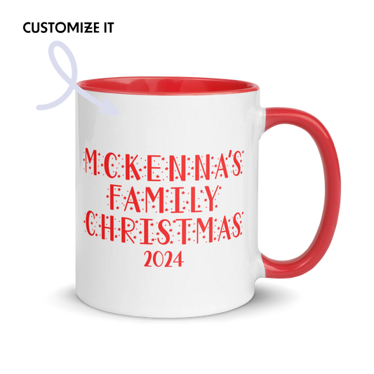 CUSTOM Family Surname Christmas Color Mug