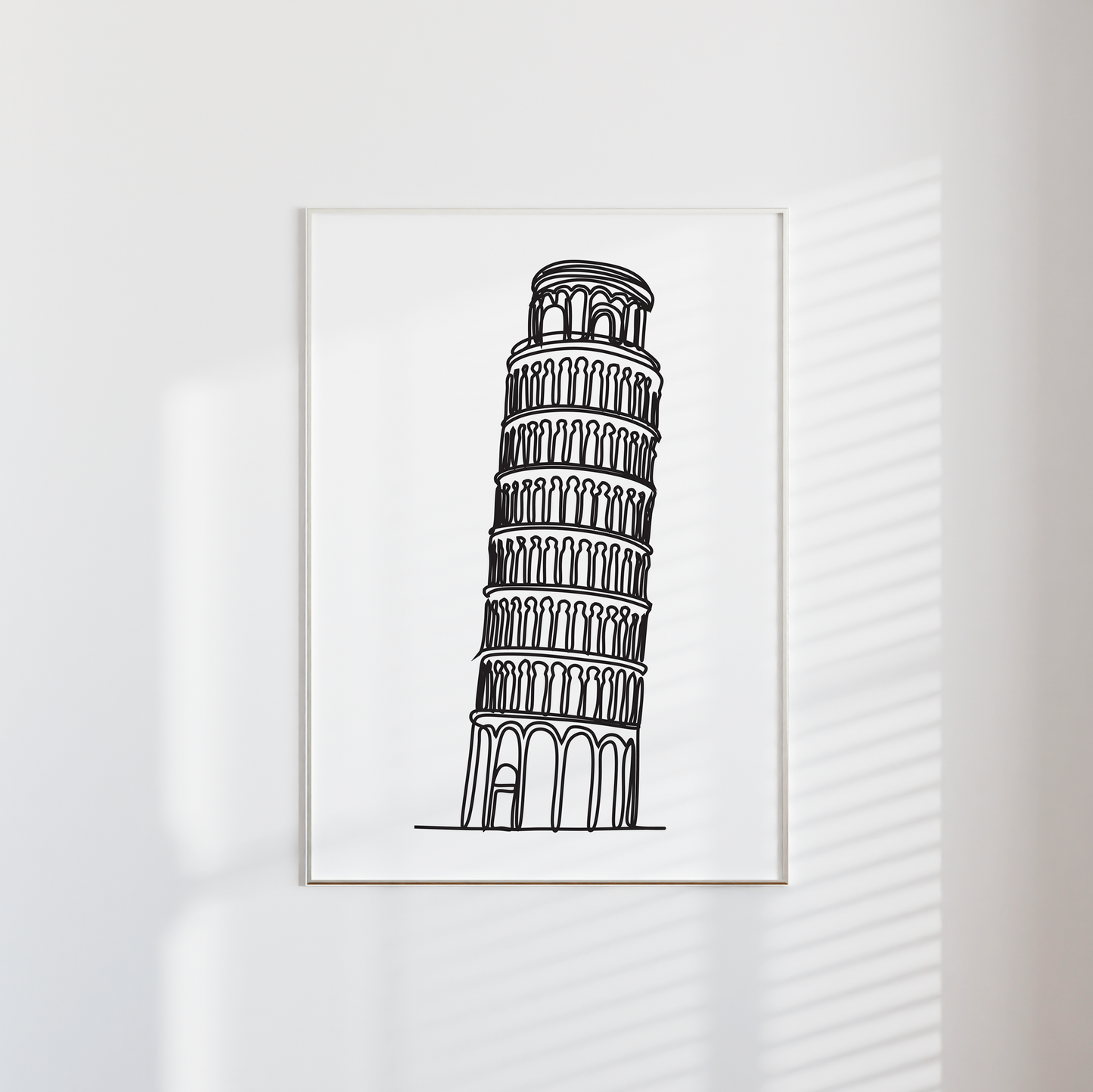 The Leaning Tower of Pisa Line Art Poster