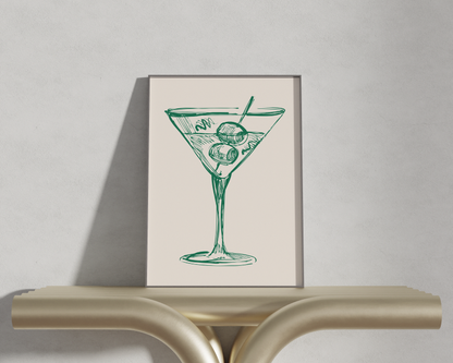 Dirty Martini Sketch Cocktail Poster