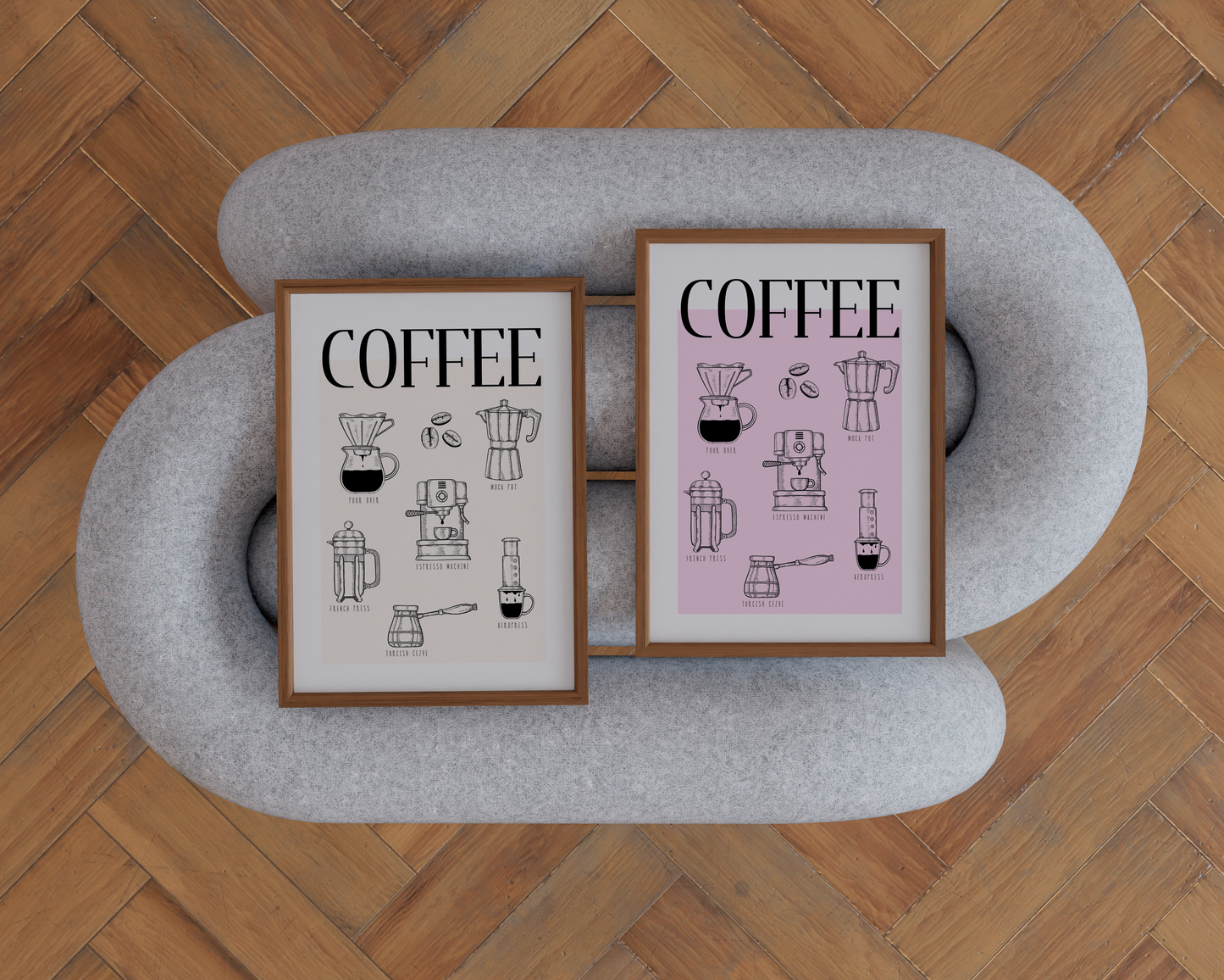 Coffee Brewing Methods Beige Poster