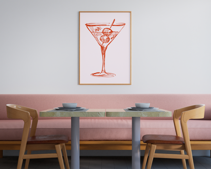 Dirty Martini Sketch Cocktail Poster