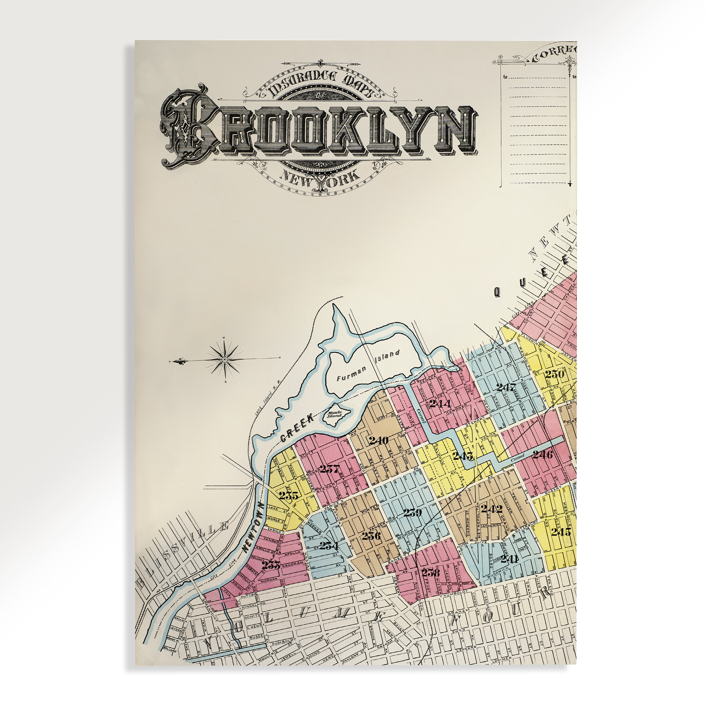 Brooklyn 1888 Vintage Map Poster