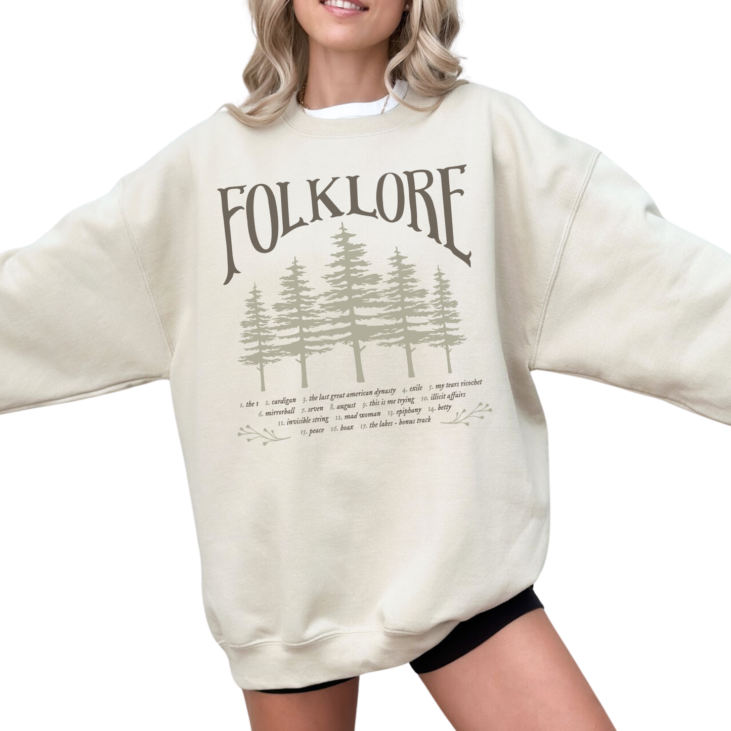 folklore Album Tracklist Crewneck Sweatshirt