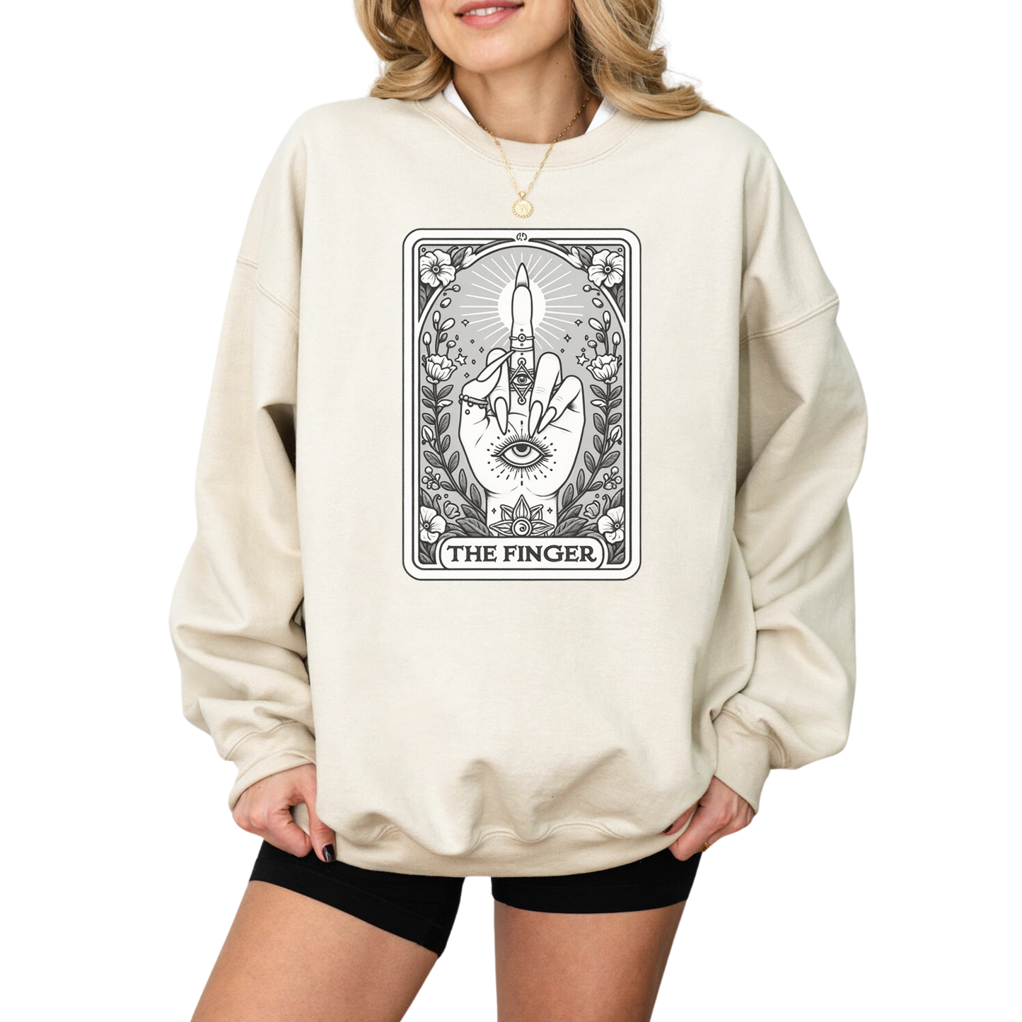 The Finger Funny Tarot Card Crewneck Sweatshirt