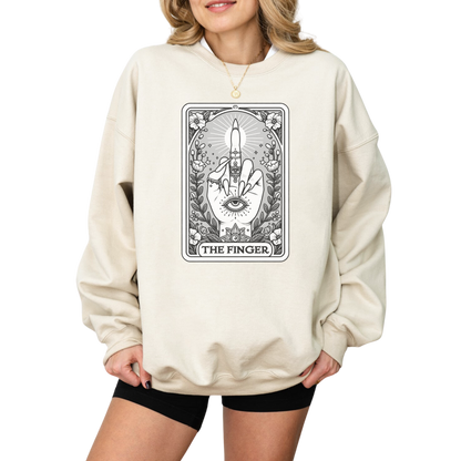 The Finger Funny Tarot Card Crewneck Sweatshirt