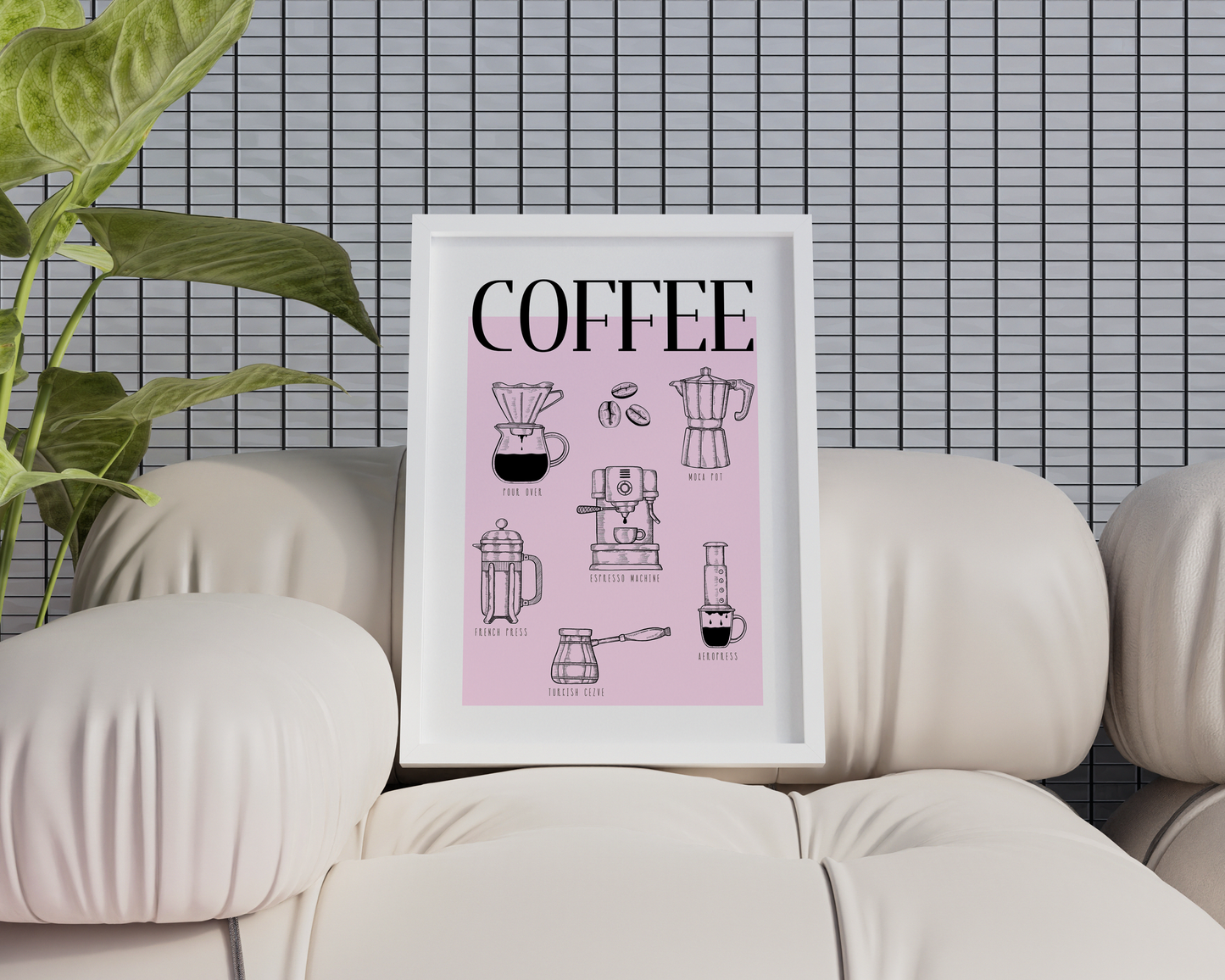 Coffee Brewing Methods Pink Poster