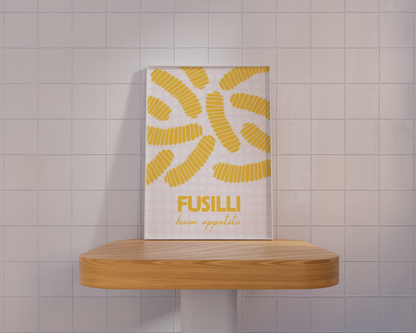 Fusilli Pasta Checkered Poster