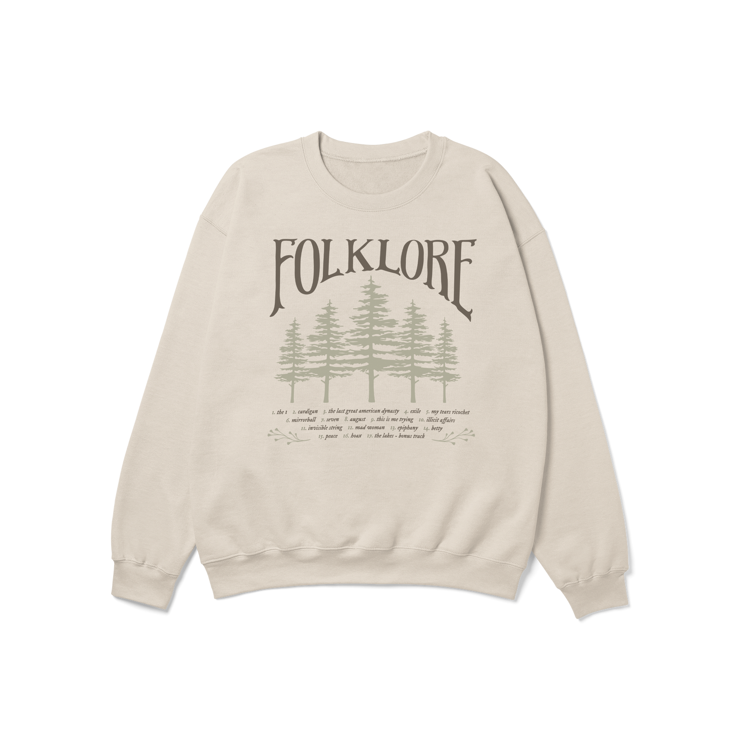 folklore Album Tracklist Crewneck Sweatshirt