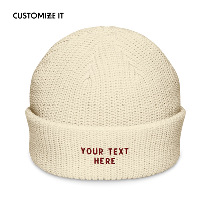 CUSTOM Text Embroidered Cable Beanie