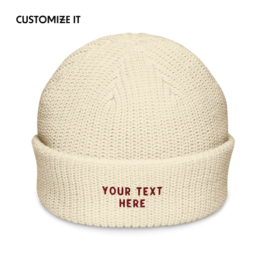CUSTOM Text Embroidered Cable Beanie