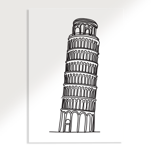 The Leaning Tower of Pisa Line Art Poster