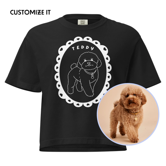CUSTOM Pet Portrait Heart Frame Boxy Tee