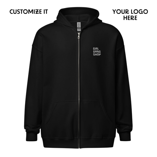 CUSTOM YOUR LOGO Embroidered Zip-Up Hoodie