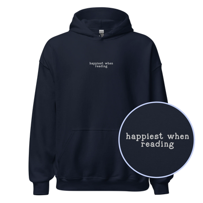 Happiest When Reading Embroidered Hoodie