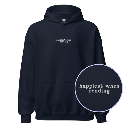 Happiest When Reading Embroidered Hoodie