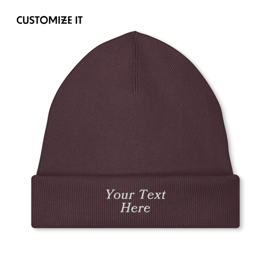 CUSTOM Your Text Serifed Embroidered Classic Beanie