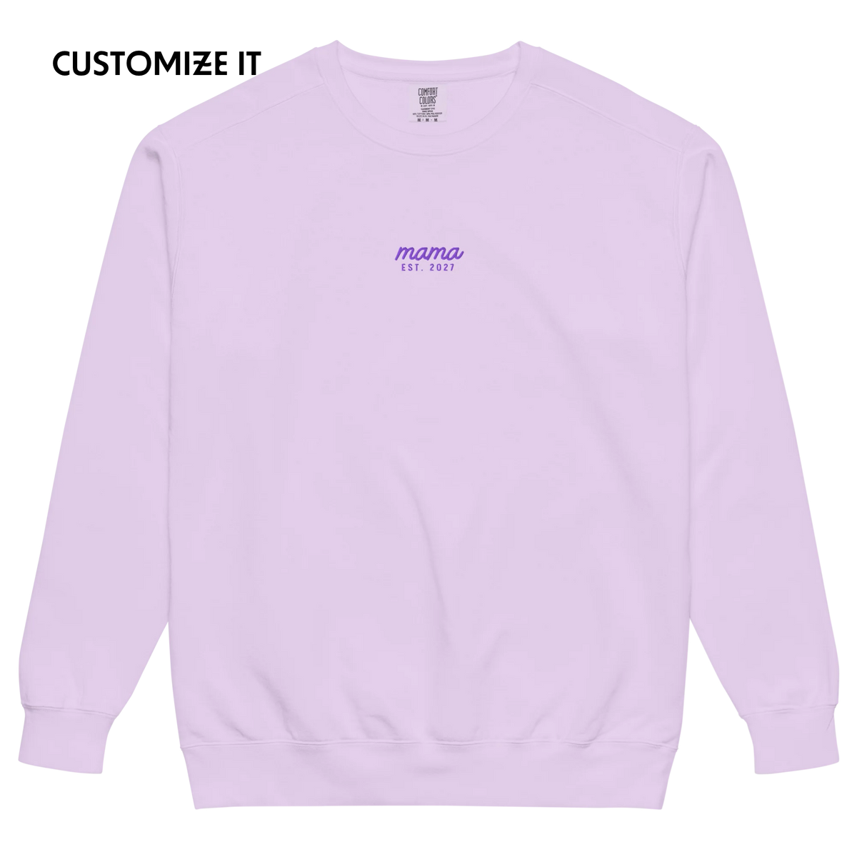 CUSTOM Mama Year Embroidered Vintage Wash Crewneck Sweatshirt