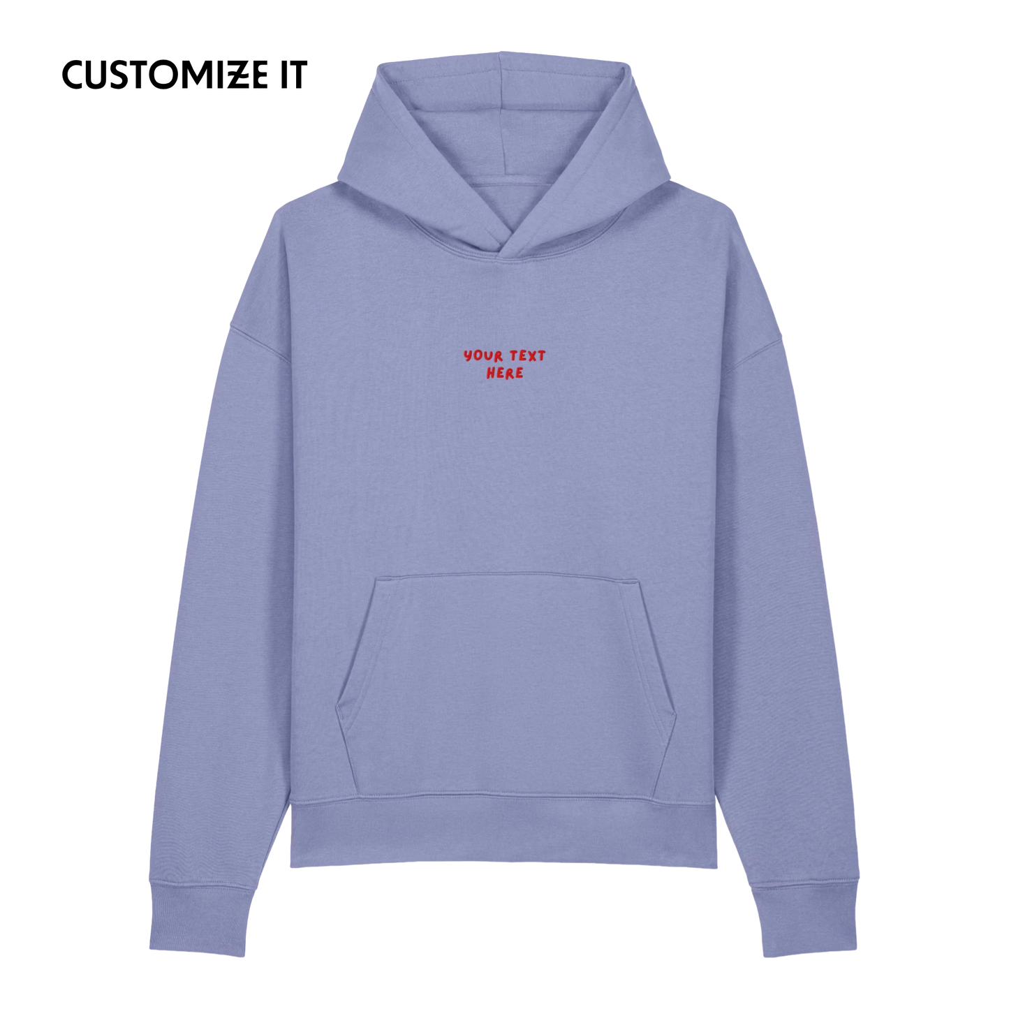 CUSTOM Your Text Playful Embroidered Organic Relaxed Hoodie