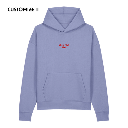CUSTOM Your Text Playful Embroidered Organic Relaxed Hoodie