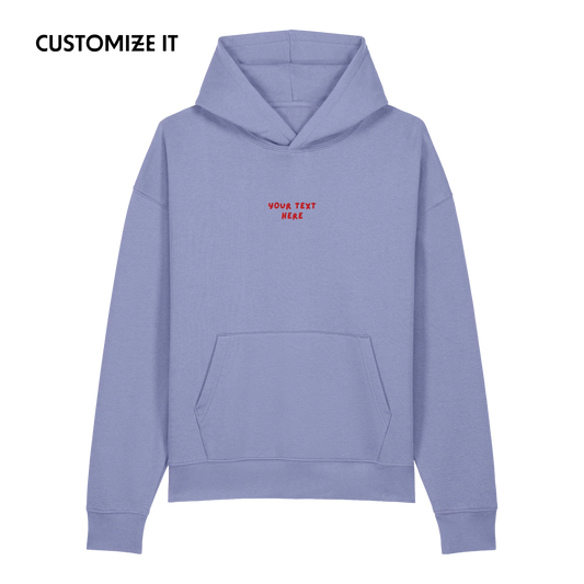 CUSTOM Your Text Playful Embroidered Organic Relaxed Hoodie