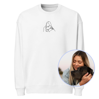 CUSTOM Embroidered Photo Portrait Organic Oversized Sweatshirt