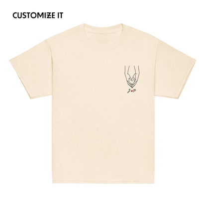CUSTOM Couple Initials Embroidered Baby Tee - Heart Hands