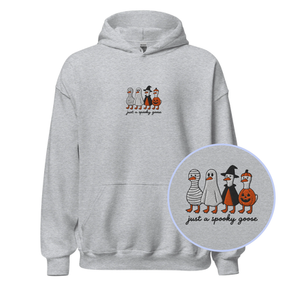 Just a Spooky Goose Halloween Embroidered Hoodie