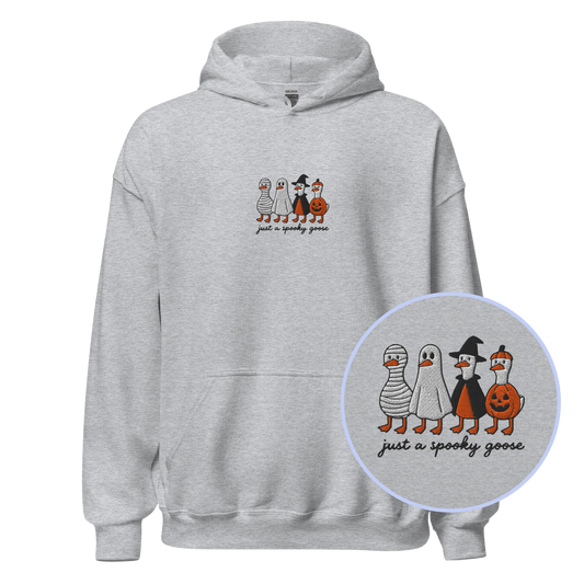 Just a Spooky Goose Halloween Embroidered Hoodie