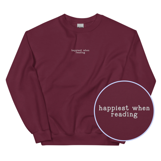 Happiest When Reading Embroidered Sweatshirt