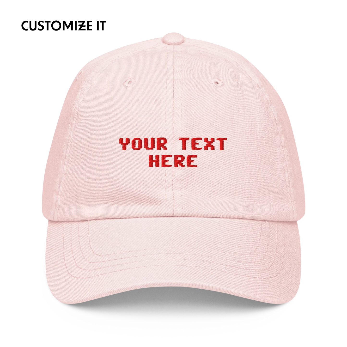 CUSTOM Your Text Pixel Embroidered Pastel Baseball Cap