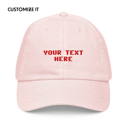 CUSTOM Your Text Pixel Embroidered Pastel Baseball Cap