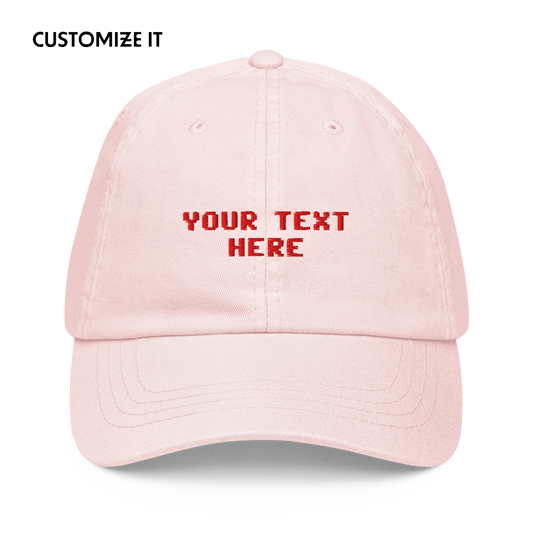 CUSTOM Your Text Pixel Embroidered Pastel Baseball Cap