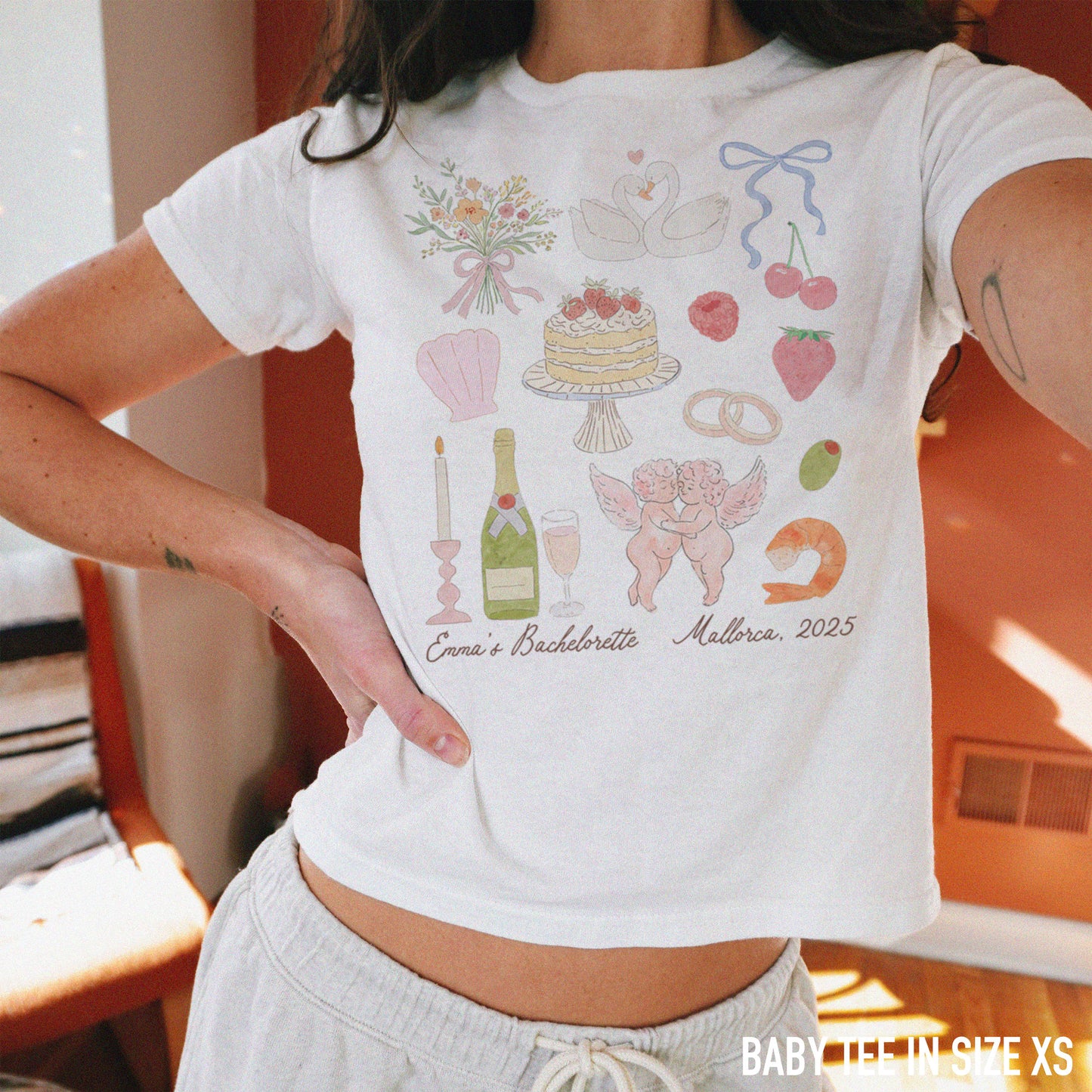 CUSTOM Bachelorette Party Trip Watercolor Baby Tee